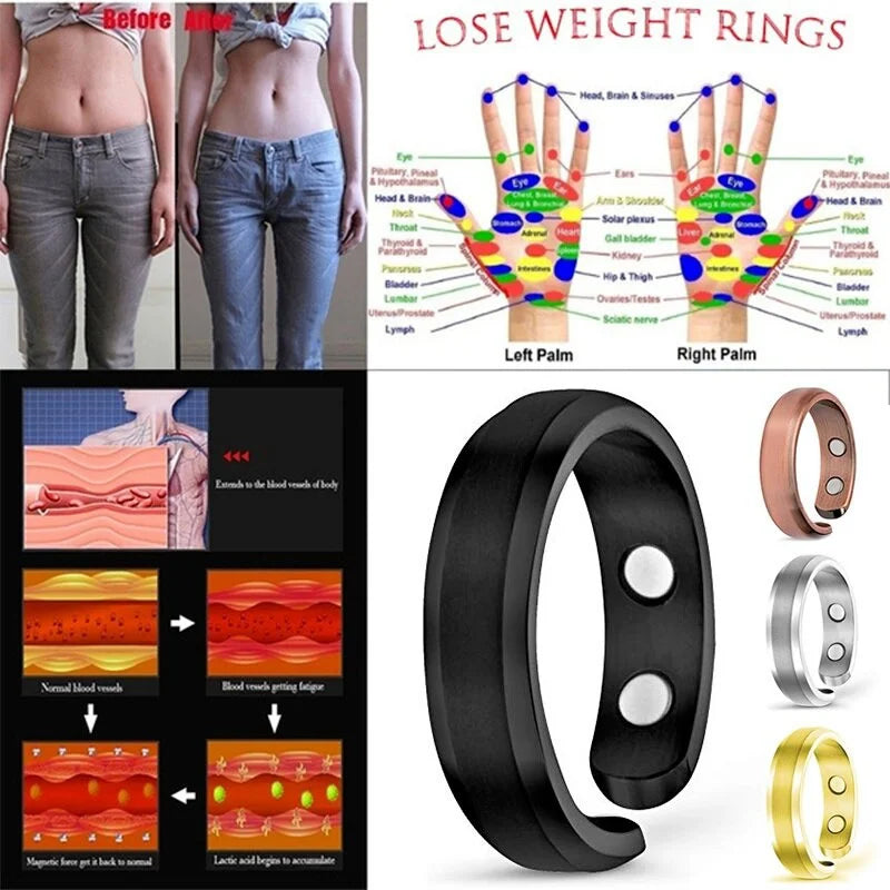 Inel Magnetic terapeutic si pentru slabit - Energy Magnetic Tourmaline Ring Bijuterii pentru îngrijirea sănătății pentru bărbați, femei, inel, produs pentru slăbire, inel magnetic