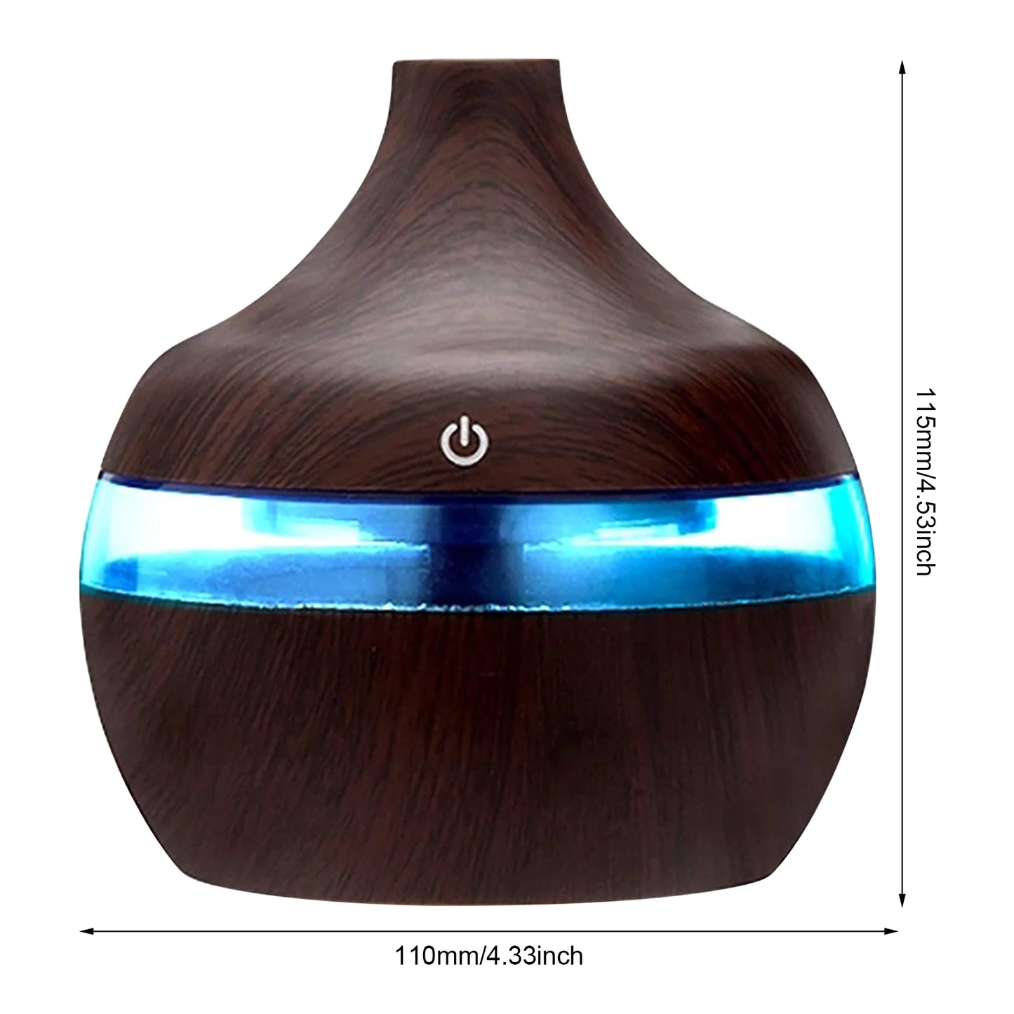 Difuzor de uleiuri esențiale de aromă de 300 ml, umidificator electric de 5 V, umidificator de aer luminos, colorat, cu bob de lemn, mini aparat de aburire USB