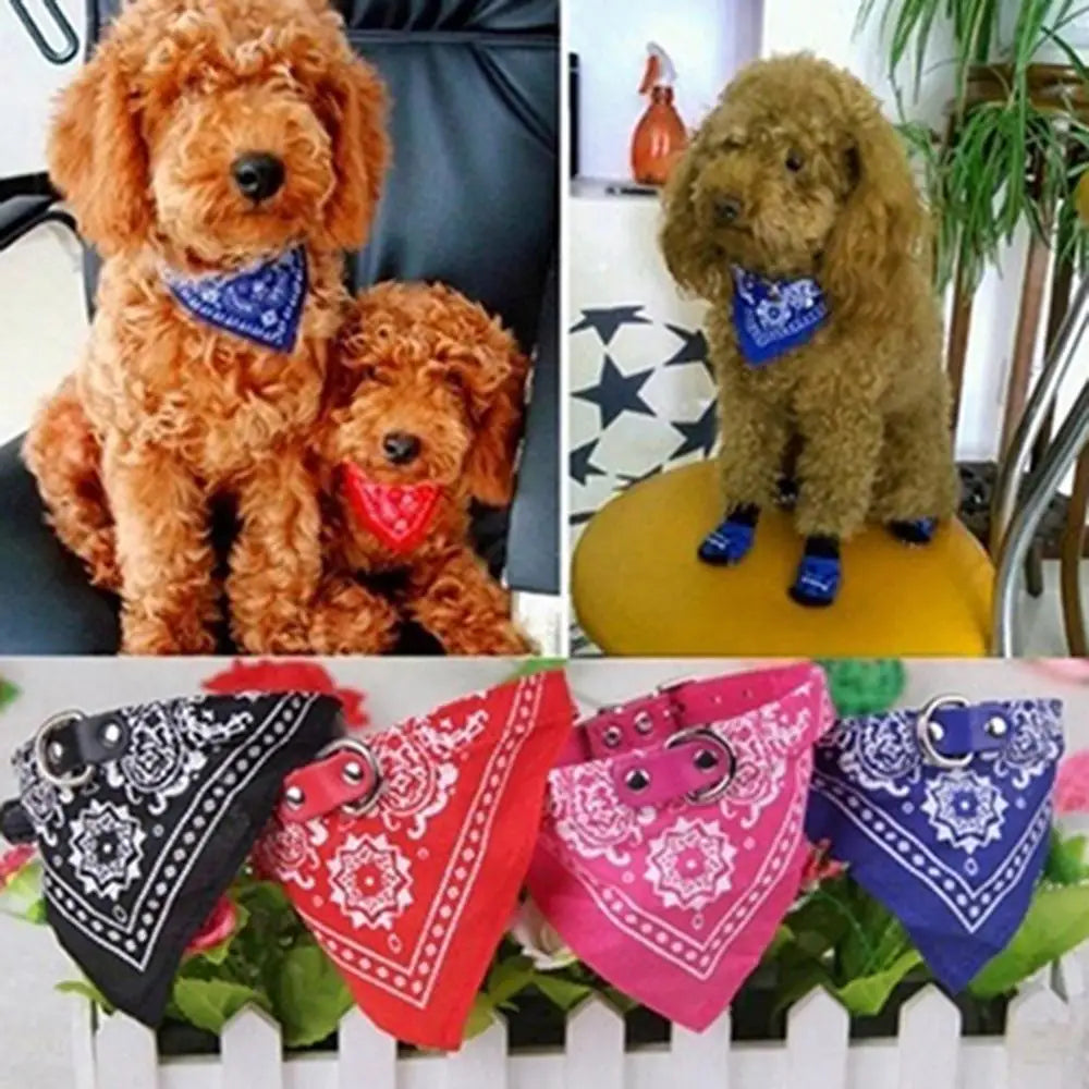 Puppy Neckerchief Adjustable Pet Dog Cat Neck Bandana Collar Scarf Accessories for Cats & Small Dogs Black Red Blue Pink Purple