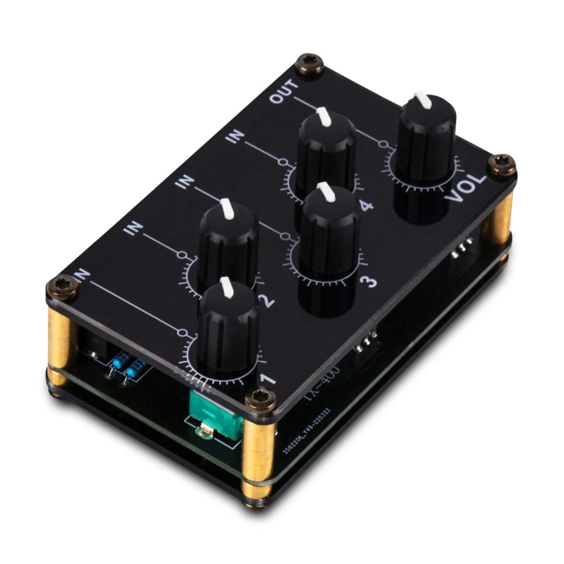 Mixer Stereo 4-in-1-out AUX Passive Mixer 3.5mm Line Levels Control