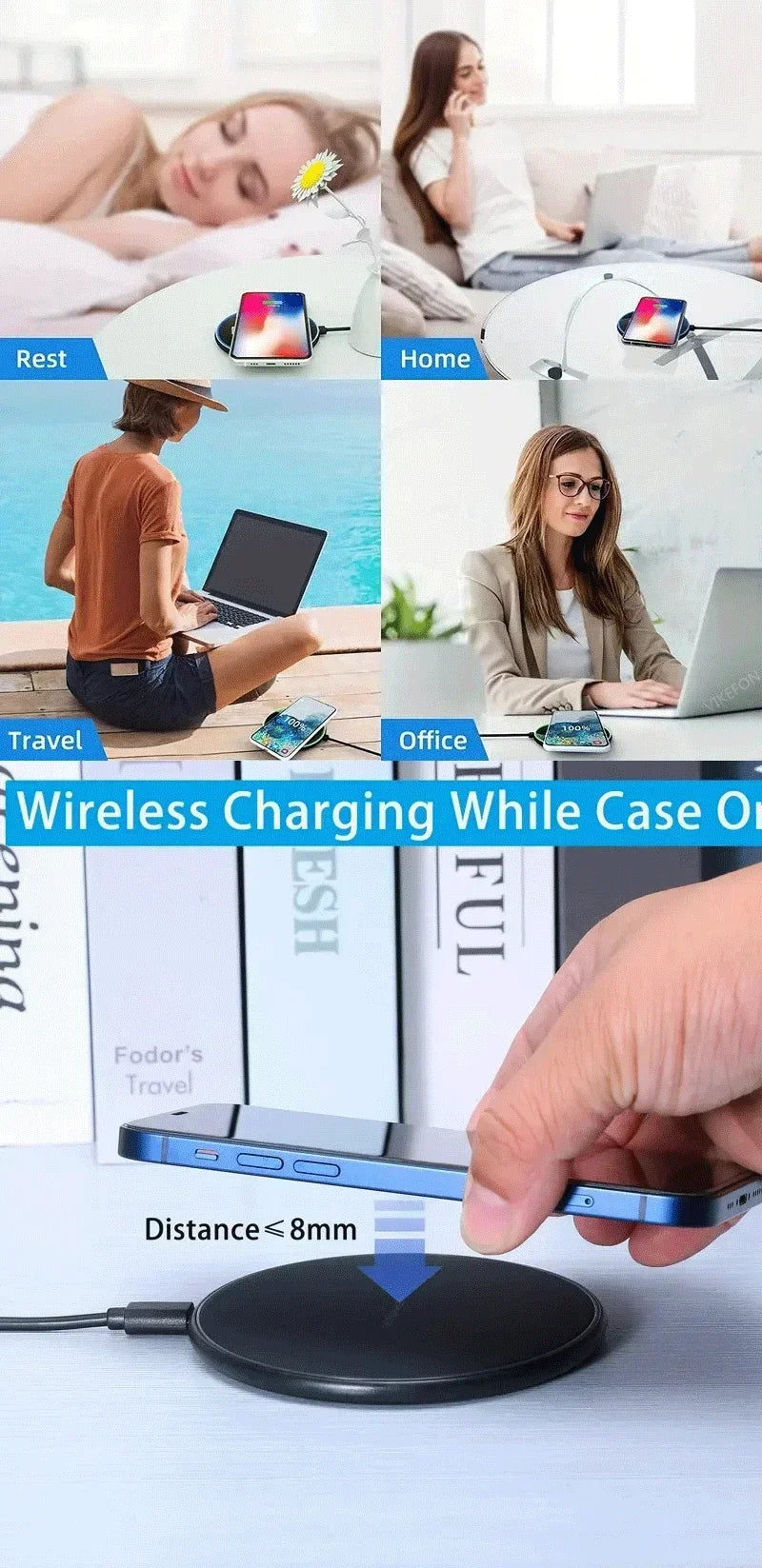 Wireless Charger Mobile Phone Chargers Pad Stand For iPhone 15 14 13 12 11 Pro Max 8 Samsung Xiaomi Fast Charging Dock Station