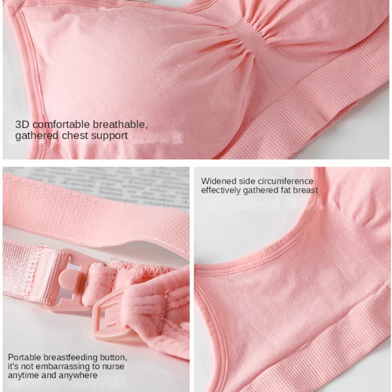 Sutien pentru alăptare - Sutien de maternitate dintr-o bucată - Sutien confortabil fără căptușire Respirabil
