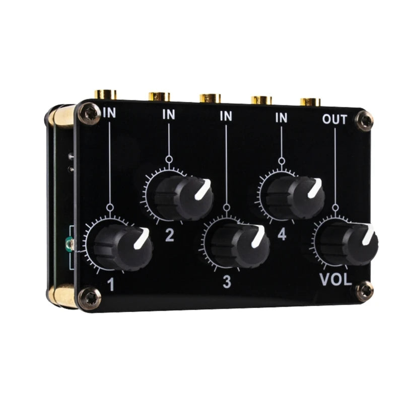 Mixer Stereo 4-in-1-out AUX Passive Mixer 3.5mm Line Levels Control