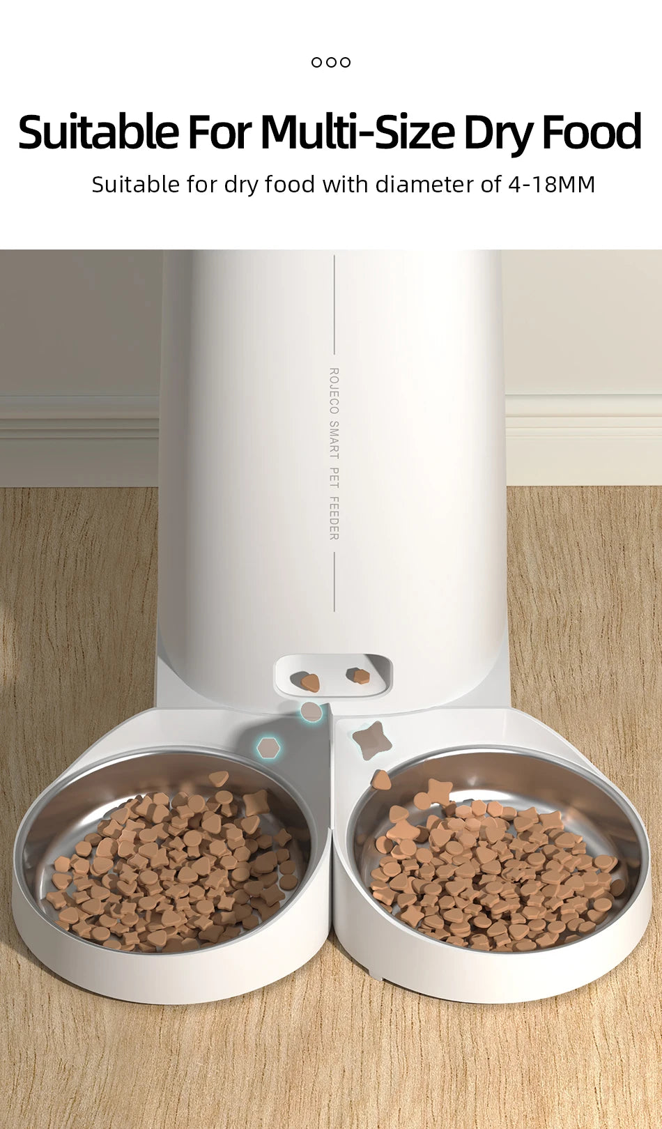 ROJECO Dispenser smart pentru hrana animale de companie cu WiFi pt control de pe telefon
