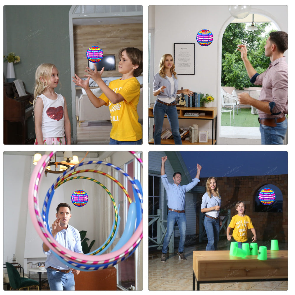 FlyNova - Minge zburatoare - Boomerang Drone Flyorb Magic cu lumini LED Cadou Hover Ball Fly Nova Orb Flying Spinner Fidget Copii Jucării de familie