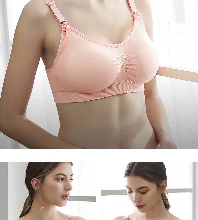 Sutien pentru alăptare - Sutien de maternitate dintr-o bucată - Sutien confortabil fără căptușire Respirabil