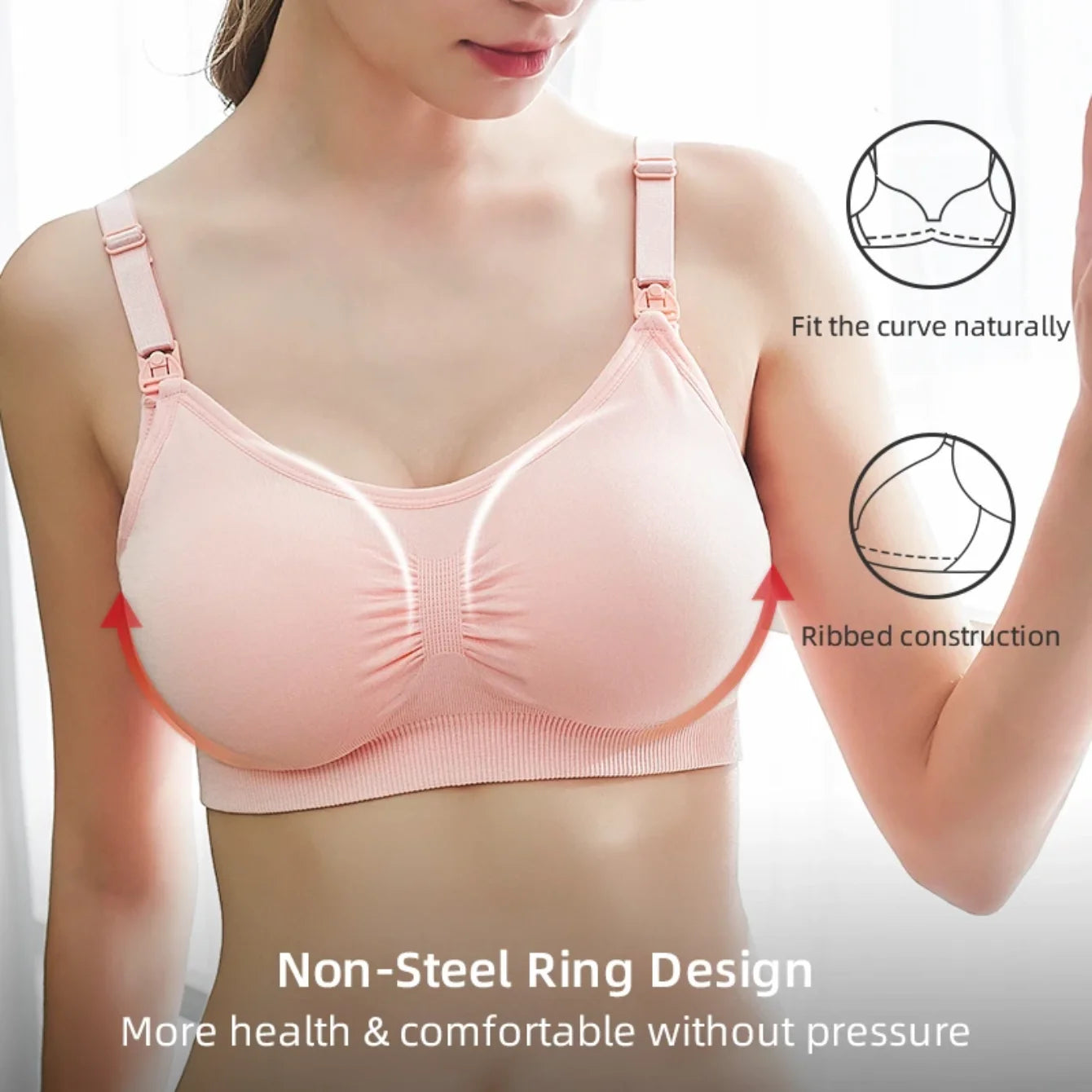 Sutien pentru alăptare - Sutien de maternitate dintr-o bucată - Sutien confortabil fără căptușire Respirabil