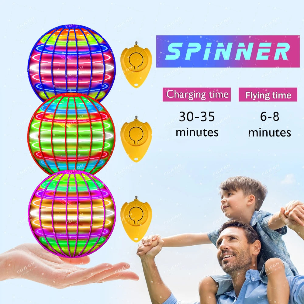 FlyNova - Minge zburatoare - Boomerang Drone Flyorb Magic cu lumini LED Cadou Hover Ball Fly Nova Orb Flying Spinner Fidget Copii Jucării de familie