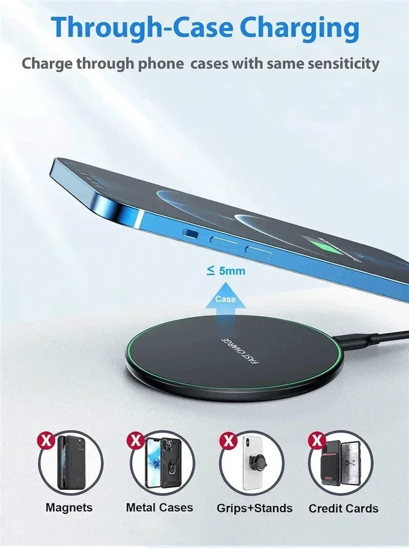 Wireless Charger Mobile Phone Chargers Pad Stand For iPhone 15 14 13 12 11 Pro Max 8 Samsung Xiaomi Fast Charging Dock Station