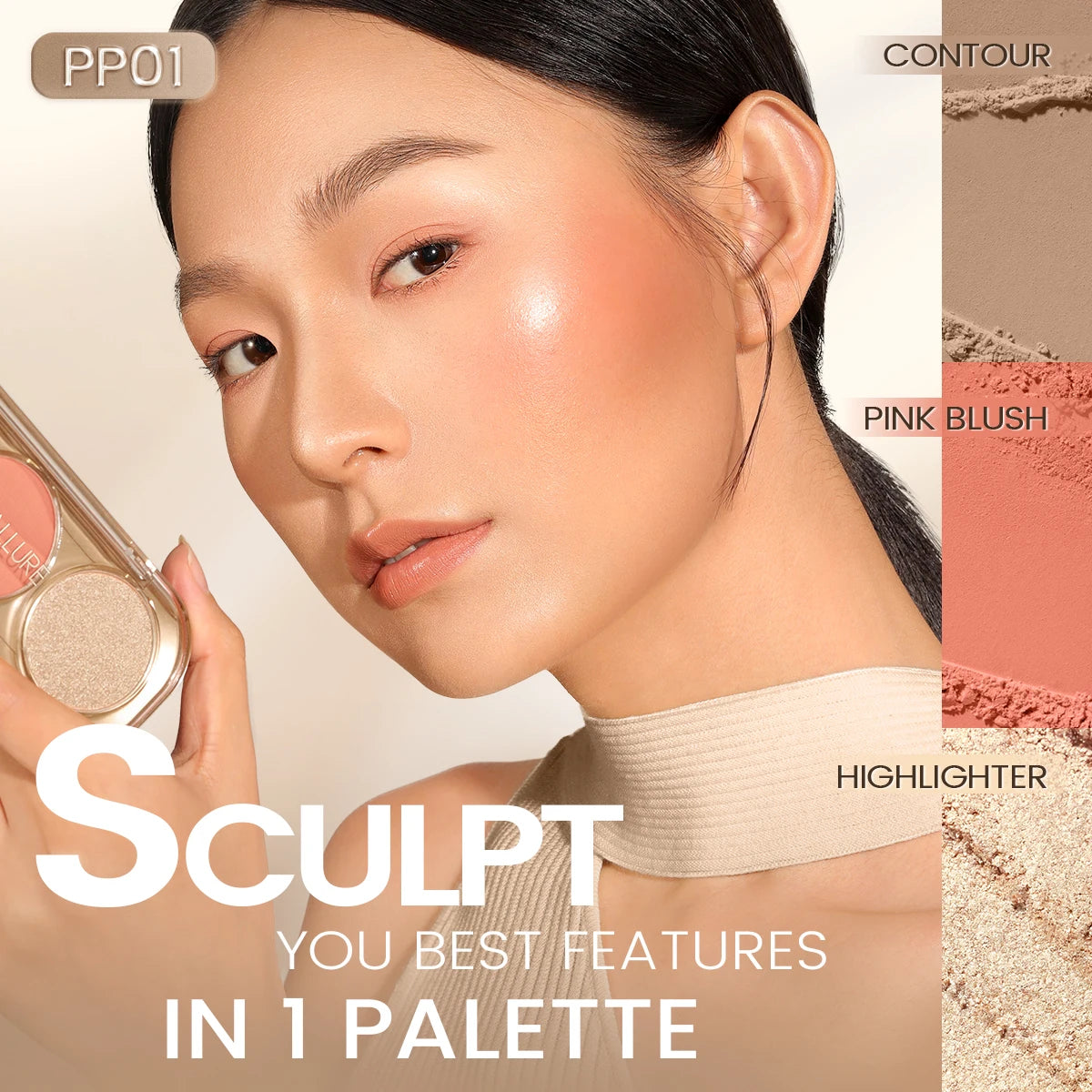 Paleta de conturare facială 3-în-1 FOCALLURE Pro-Sculpt