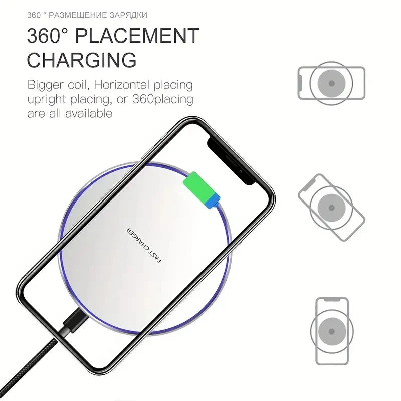 Wireless Charger Mobile Phone Chargers Pad Stand For iPhone 15 14 13 12 11 Pro Max 8 Samsung Xiaomi Fast Charging Dock Station