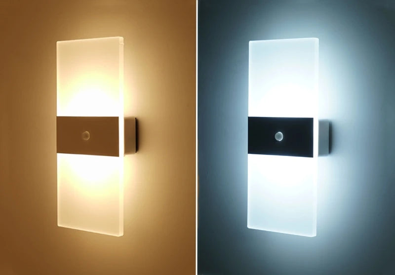 Lampă de perete cu LED fără fir cu senzor de mișcare, reîncărcabilă prin USB, acrilic, noptieră, scară, decor dormitor, accesoriu de iluminat de perete de interior