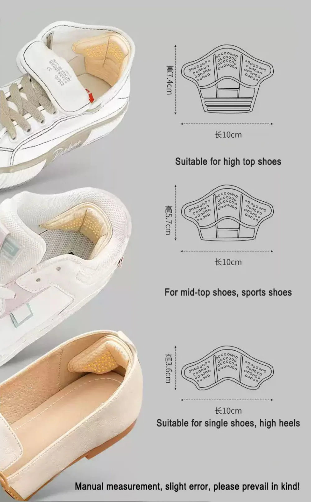 Heel Stickers Heel Protectors Sneaker Shrinking Size Insoles Anti-wear Feet Shoe Pads Adjust Size High Heel Cushion Inserts