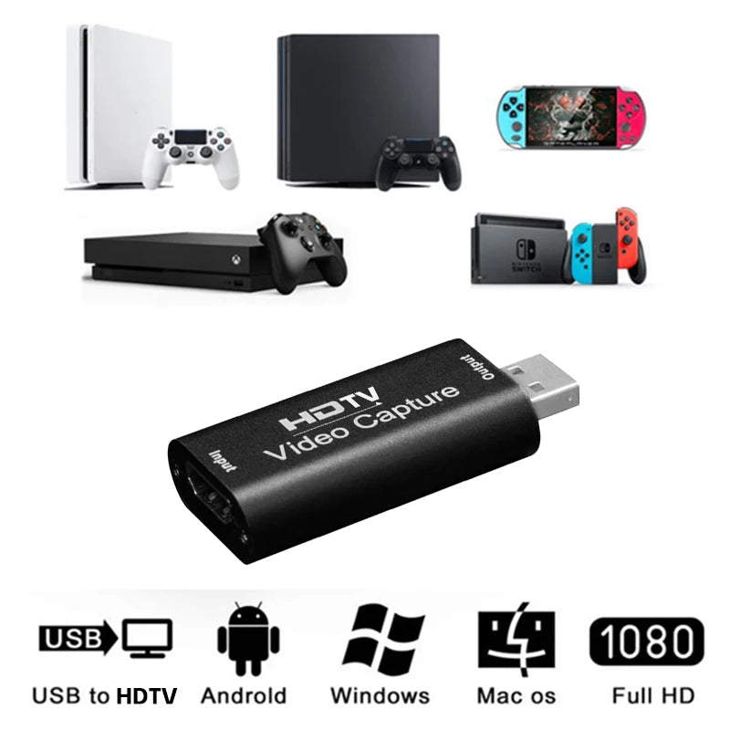 Dispozitiv USB pentru captură video HD 4K USB3.0 2.0 HDMI Video Grabber Caseta de înregistrare pentru jocuri PS4 Cameră video DVD Înregistrare cameră Streaming live