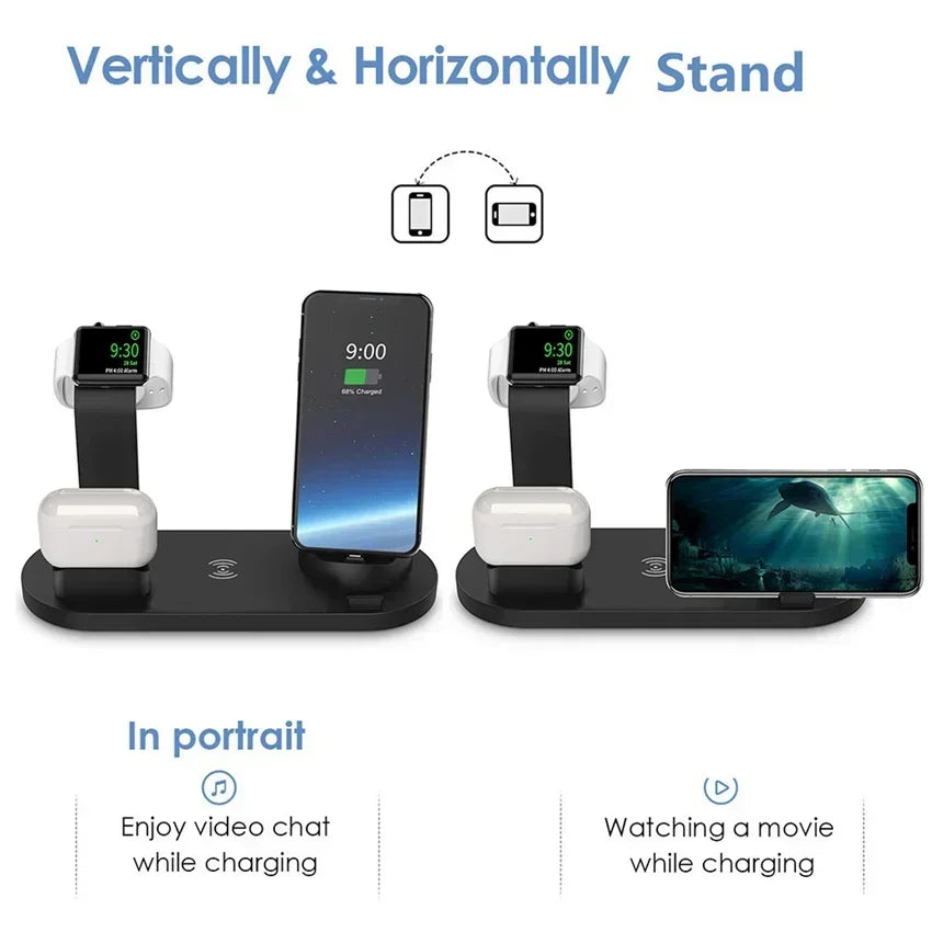 100W 7 în 1 suport încărcător Wireless Fast Charge pentru iPhone 15 14 13 12 11 XR Apple Watch Airpods Pro iWatch 9 8 7