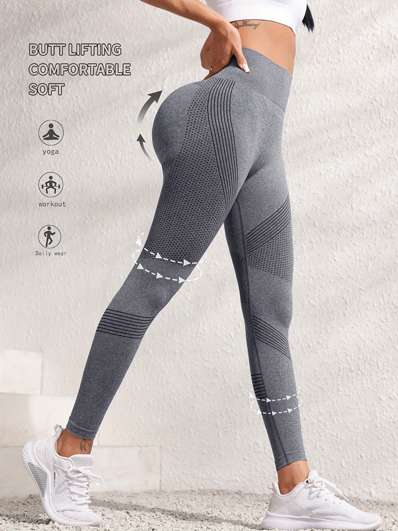 Women's High-Waisted Seamless Sports Leggings, Slimming Tummy Control Athletic Pants For Gym, Running, Yoga - Multi-Color, High Elasticity for fall & winter
