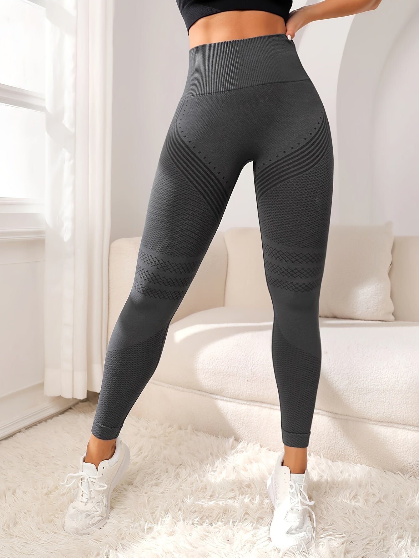 Women's High-Waisted Seamless Sports Leggings, Slimming Tummy Control Athletic Pants For Gym, Running, Yoga - Multi-Color, High Elasticity for fall & winter