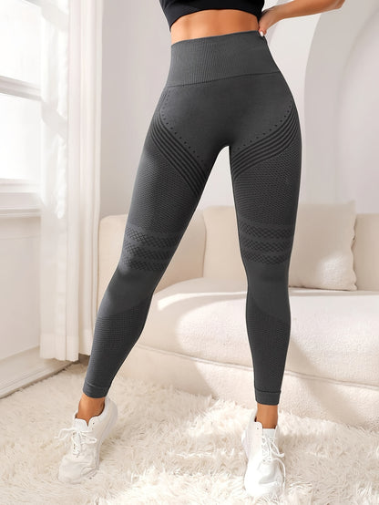 Women's High-Waisted Seamless Sports Leggings, Slimming Tummy Control Athletic Pants For Gym, Running, Yoga - Multi-Color, High Elasticity for fall & winter