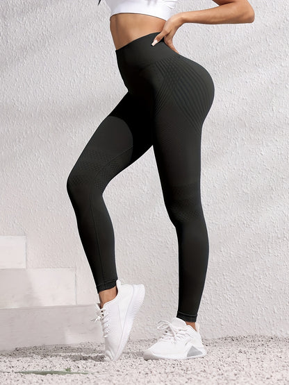 Women's High-Waisted Seamless Sports Leggings, Slimming Tummy Control Athletic Pants For Gym, Running, Yoga - Multi-Color, High Elasticity for fall & winter
