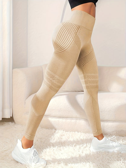Women's High-Waisted Seamless Sports Leggings, Slimming Tummy Control Athletic Pants For Gym, Running, Yoga - Multi-Color, High Elasticity for fall & winter