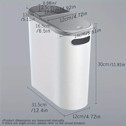 Coș de gunoi 10L cu buton/click pt deschidere -  Coș de gunoi îngust de toaletă sau bucatarie cu capac