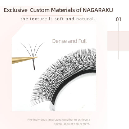 Extensii gene - NAGARAKU 4D W Formă Unduit manual Evantai prefabricate - Gene pline Natural Moale Lumină Individual Mat Dens