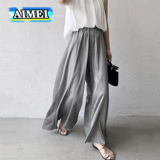 Pantaloni (fusta-pantalon) extra-largi din material usor si confortabil, cu talie inalta pentru femei