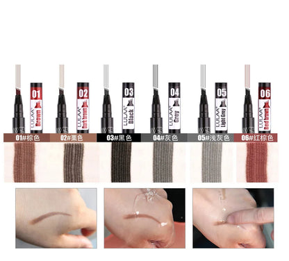 4D Microblading Eyebrow Pen 4 Forks Tip Eyebrow Tattoo Pencil Long Lasting Fine Sketch Liquid Eye Brow Make Up