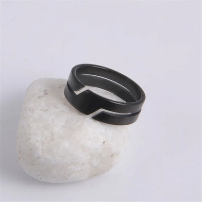 Inel Skyrim din oțel inoxidabil pentru bărbați, femei, negru, minimalist, casual, inele bijuterii pentru cuplu, cadou