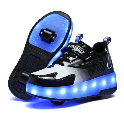 Heelys - Pantofi cu role pentru baieti - Lumini si roți detașabile - încărcare USB, LED intermitent, pantofi sport pentru copii