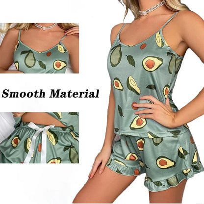 Set de pijamale pentru femei Pijamale imprimate sexy Pijamale pentru femei Top fără mâneci Pantaloni scurți Set două piese Îmbrăcăminte ocazională pentru femei Îmbrăcăminte de casă