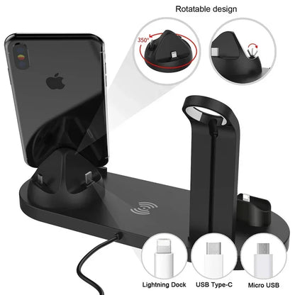 100W 7 în 1 suport încărcător Wireless Fast Charge pentru iPhone 15 14 13 12 11 XR Apple Watch Airpods Pro iWatch 9 8 7