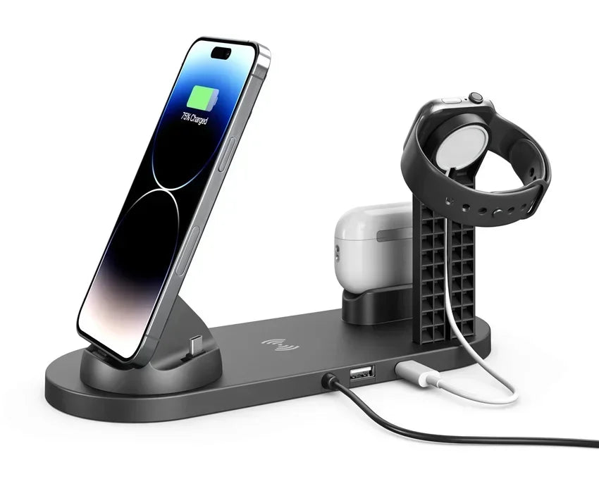 100W 7 în 1 suport încărcător Wireless Fast Charge pentru iPhone 15 14 13 12 11 XR Apple Watch Airpods Pro iWatch 9 8 7