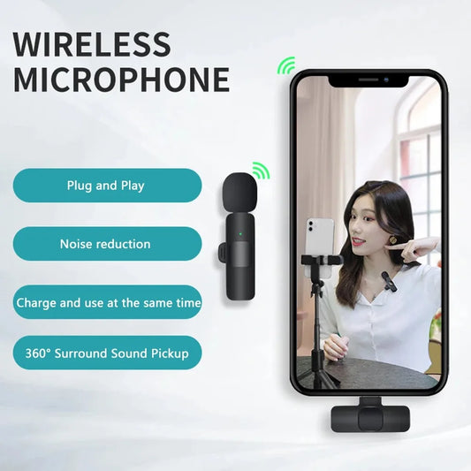 Microfon Bluetooth fără fir Lavalier Mini microfon portabil de înregistrare audio video pentru iPhone Live Broadcast Gaming Phone Type-C