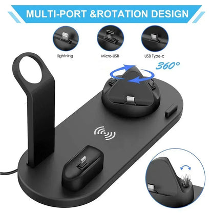 100W 7 în 1 suport încărcător Wireless Fast Charge pentru iPhone 15 14 13 12 11 XR Apple Watch Airpods Pro iWatch 9 8 7