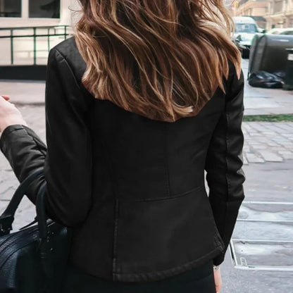 Jachetă din piele sintetică slim fit femei