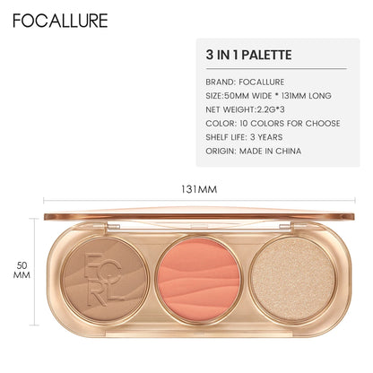 Paleta de conturare facială 3-în-1 FOCALLURE Pro-Sculpt