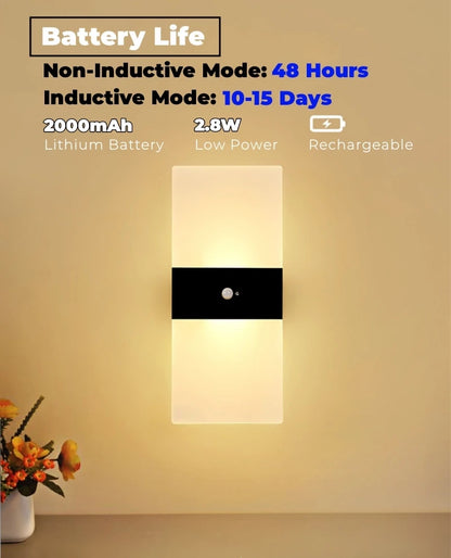 Lampă de perete cu LED fără fir cu senzor de mișcare, reîncărcabilă prin USB, acrilic, noptieră, scară, decor dormitor, accesoriu de iluminat de perete de interior