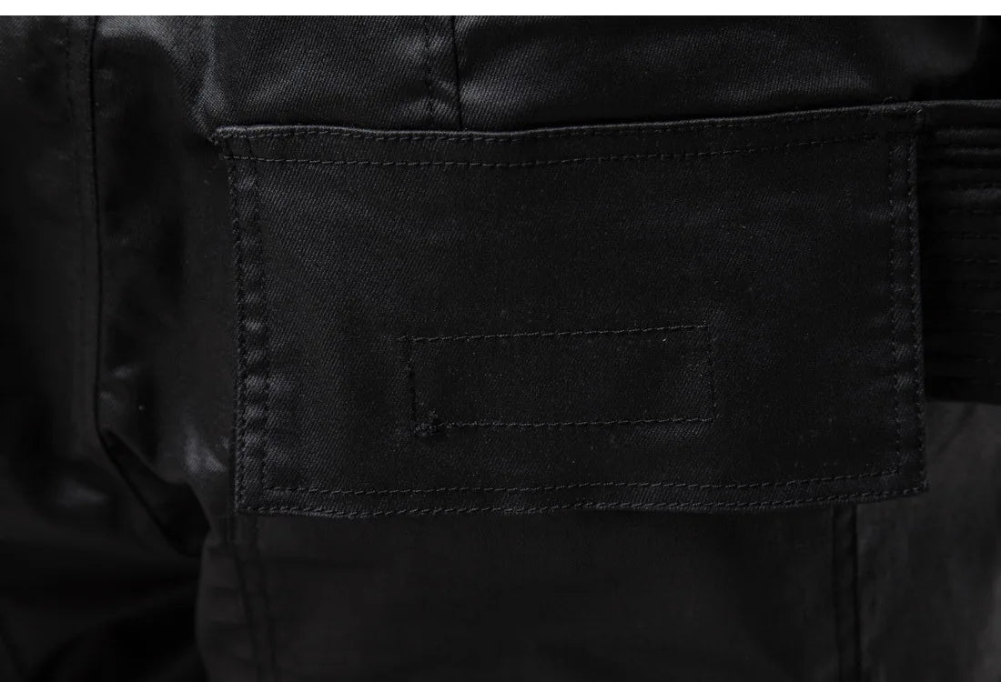 Pantaloni cargo pentru bărbați - Negru Leather Like