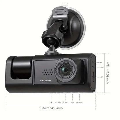 Cameră de bord cu înregistrare în buclă de vedere nocturnă IR și ecran IPS de 2" 1080P 3 camere, recorder DVR, video recorder, DVR pentru vehicul