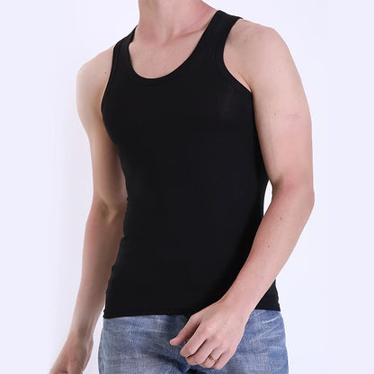 Vestă pentru bărbați din bumbac 100%, camisolă de antrenament pentru fitness și sport, tricou alb de vară, fără mâneci
