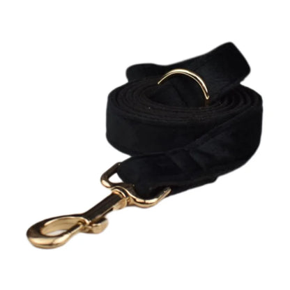 Set Deluxe pentru membrul pufos al familiei - Accesorii Deluxe din catifea neagra pentru catei - Accesoriile pot fi gravate (nu se vand personalizate!)