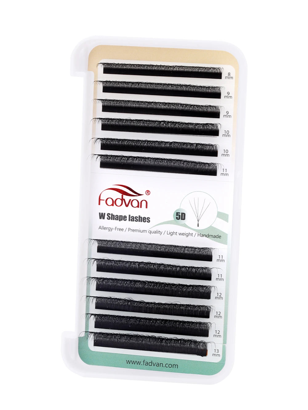 Fadvan 5D Extensii de gene în formă de W 0,07 D Gene naturale din nurcă artificială Gene ventilate profesionale moi, prefabricate cu volum