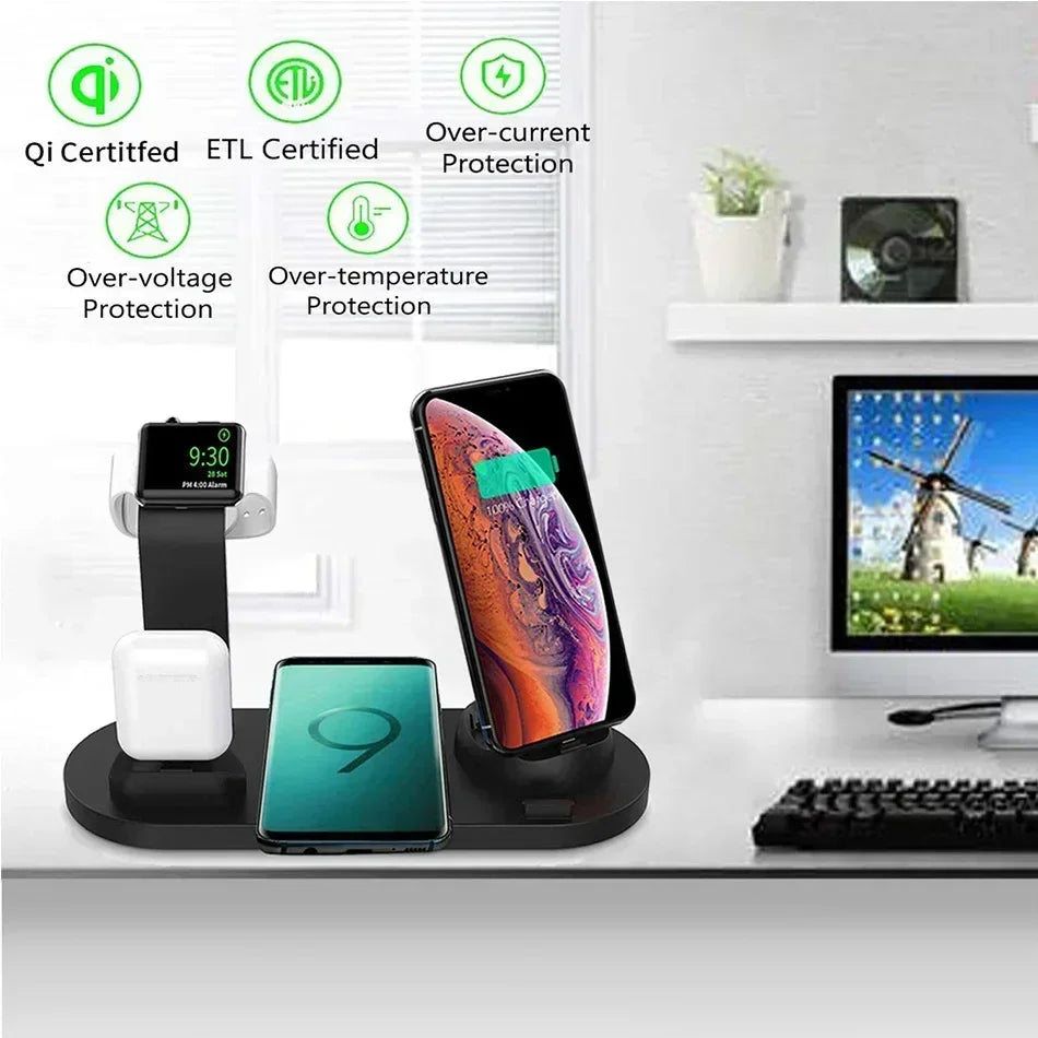 100W 7 în 1 suport încărcător Wireless Fast Charge pentru iPhone 15 14 13 12 11 XR Apple Watch Airpods Pro iWatch 9 8 7