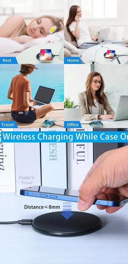 Wireless Charger Mobile Phone Chargers Pad Stand For iPhone 15 14 13 12 11 Pro Max 8 Samsung Xiaomi Fast Charging Dock Station