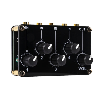 Mixer Stereo 4-in-1-out AUX Passive Mixer 3.5mm Line Levels Control