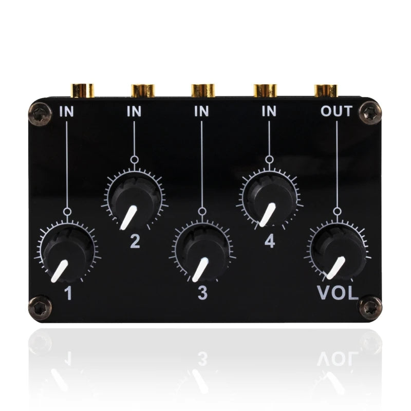 Mixer Stereo 4-in-1-out AUX Passive Mixer 3.5mm Line Levels Control