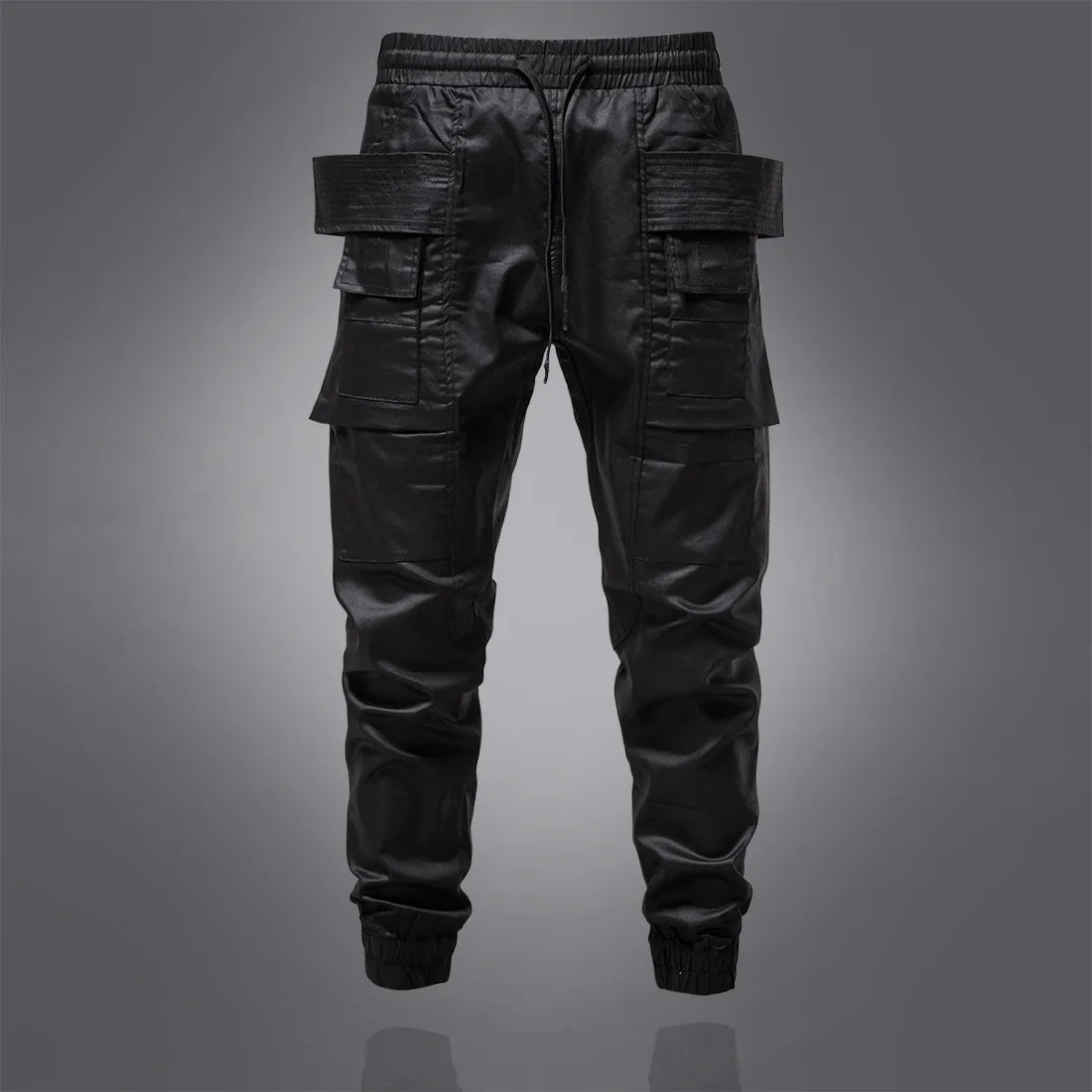 Pantaloni cargo pentru bărbați - Negru Leather Like