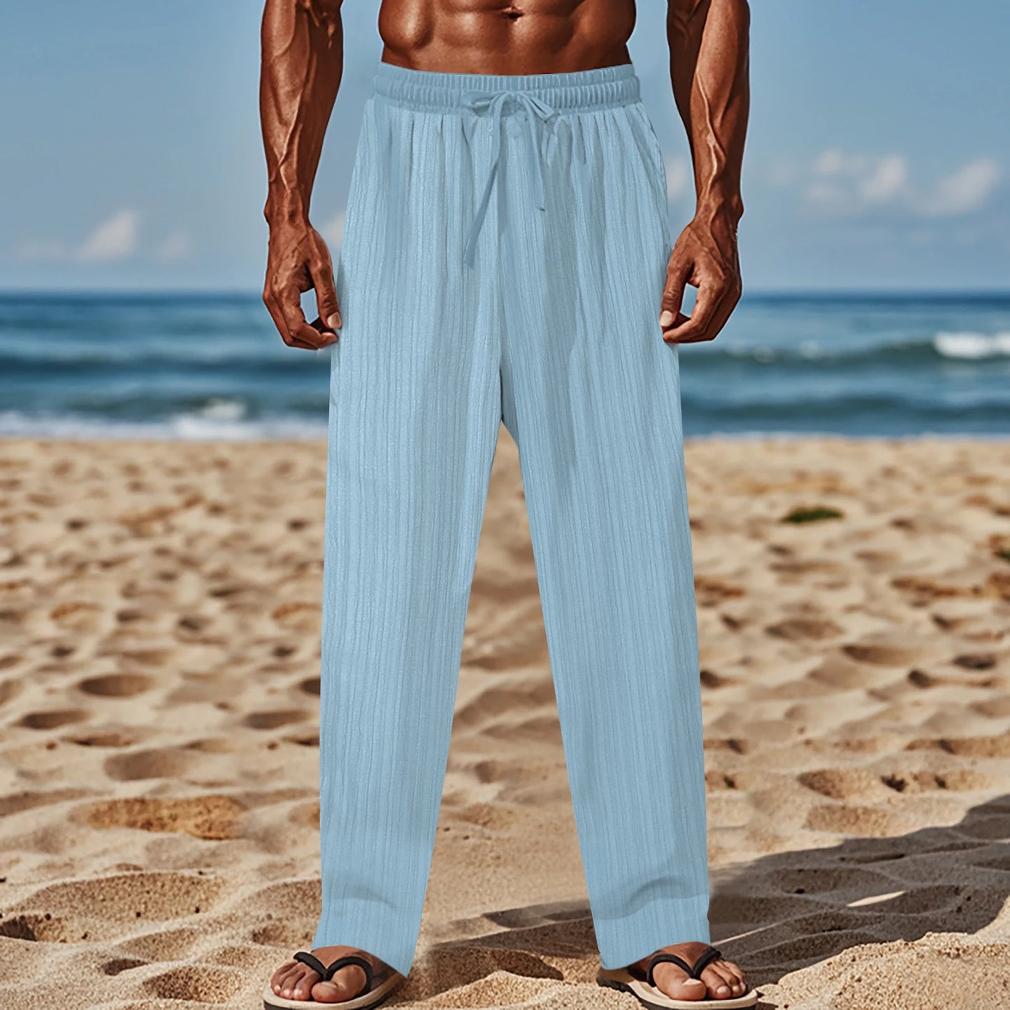 Pantaloni pentru Barbati - Material subtire si foarte comod - Design casual - Talie inalta