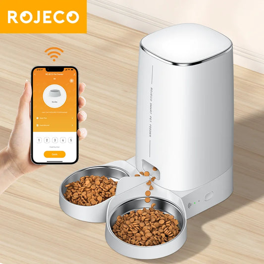 ROJECO Dispenser smart pentru hrana animale de companie cu WiFi pt control de pe telefon